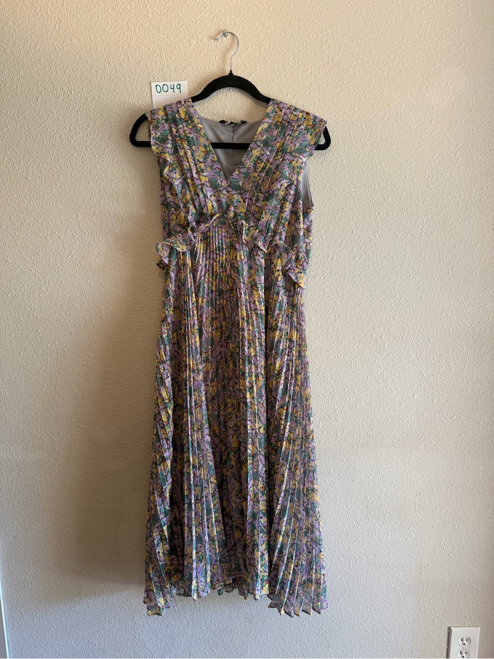 Banana Republic Lavender and Yellow Floral Pleated Maxi Dress